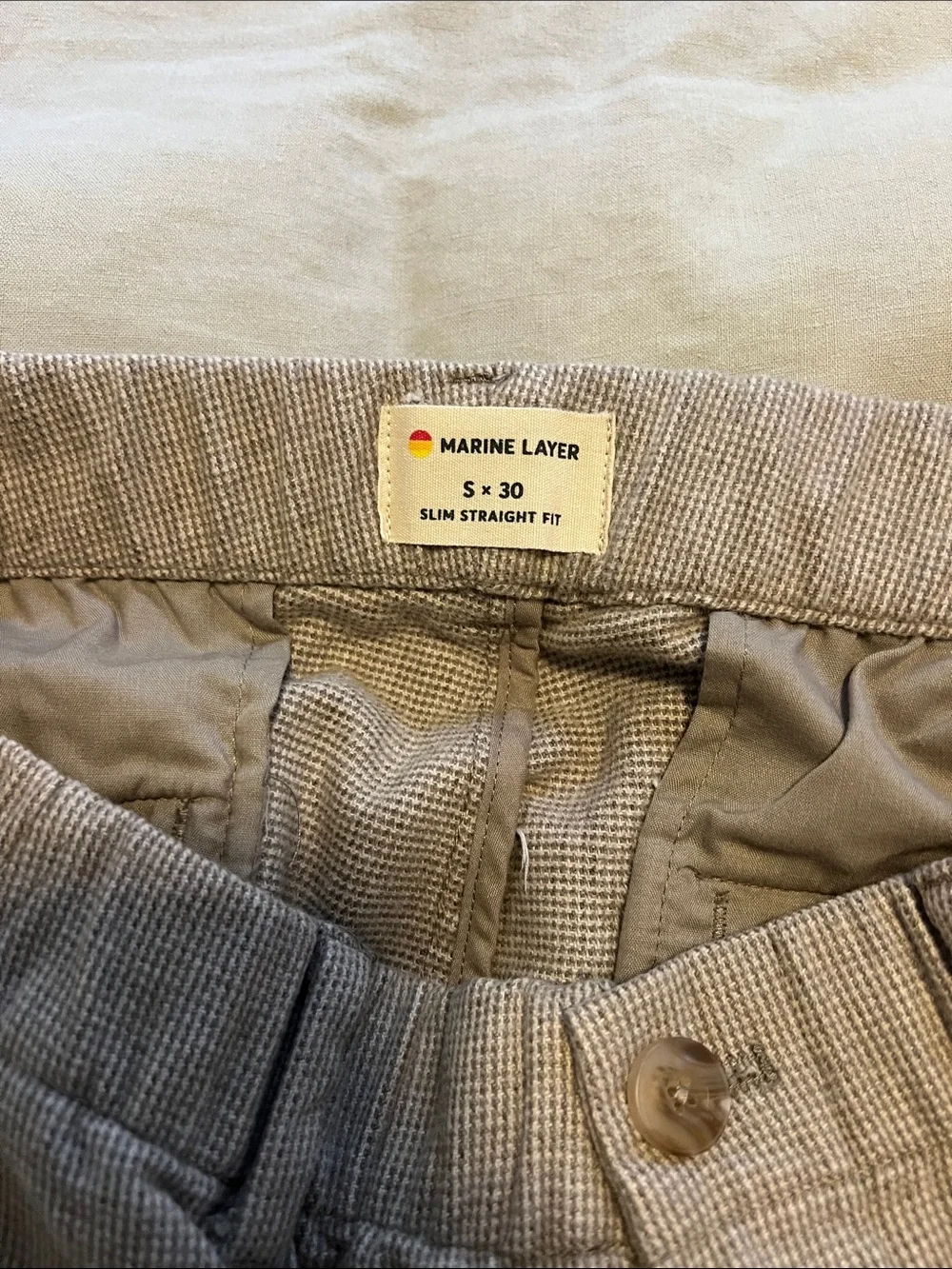 Marine Layer style chinos subtle